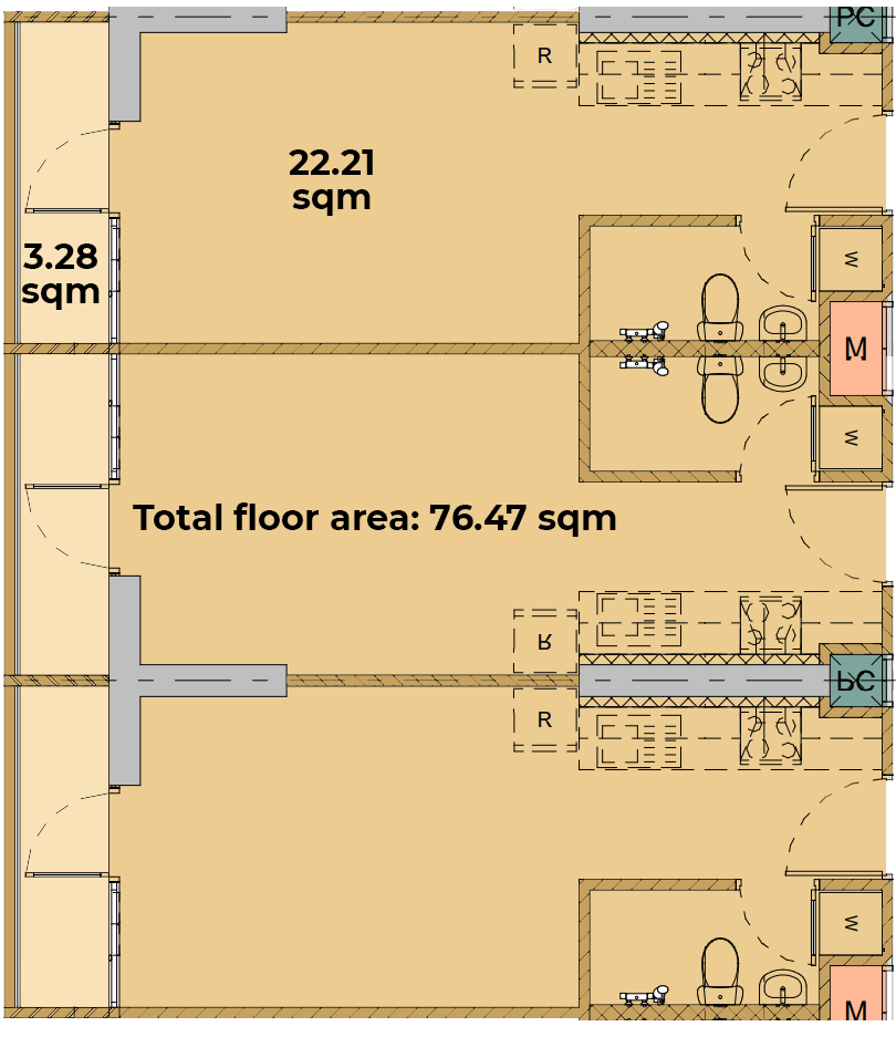 Triple combined unit Floorplan