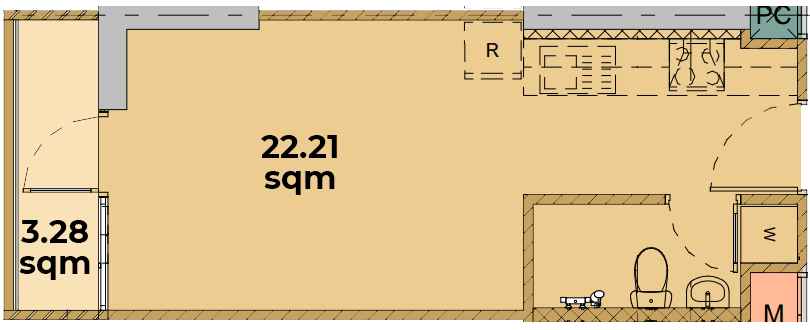Studio unit Floor plan